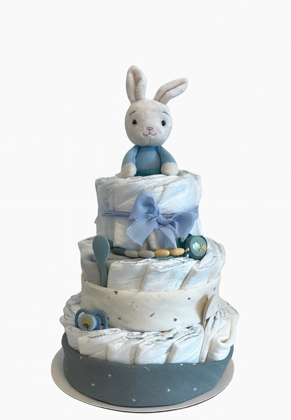 Windeltorte für Jungen in blau - dreistöckig