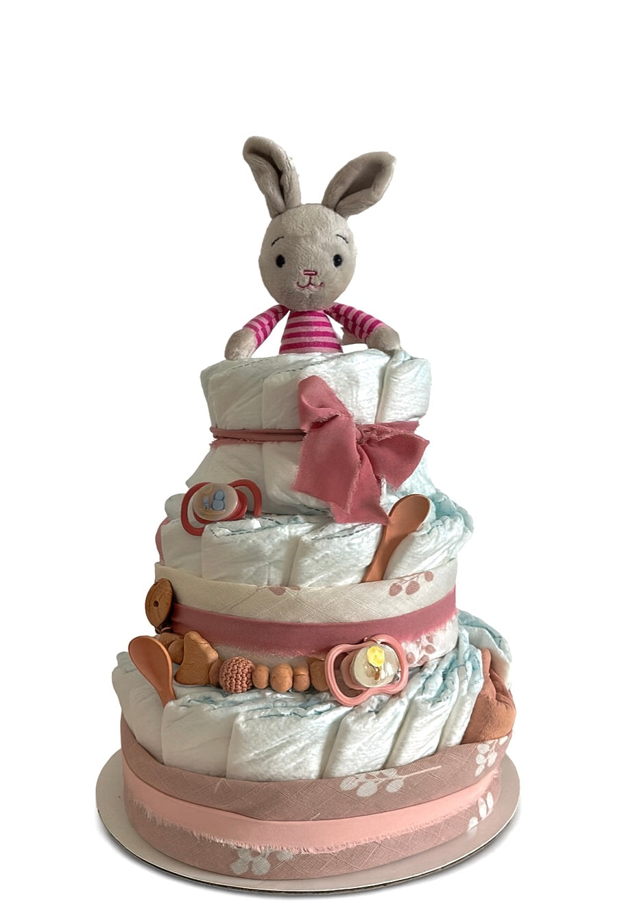 Windeltorte für Mädchen in rosa - dreistöckig