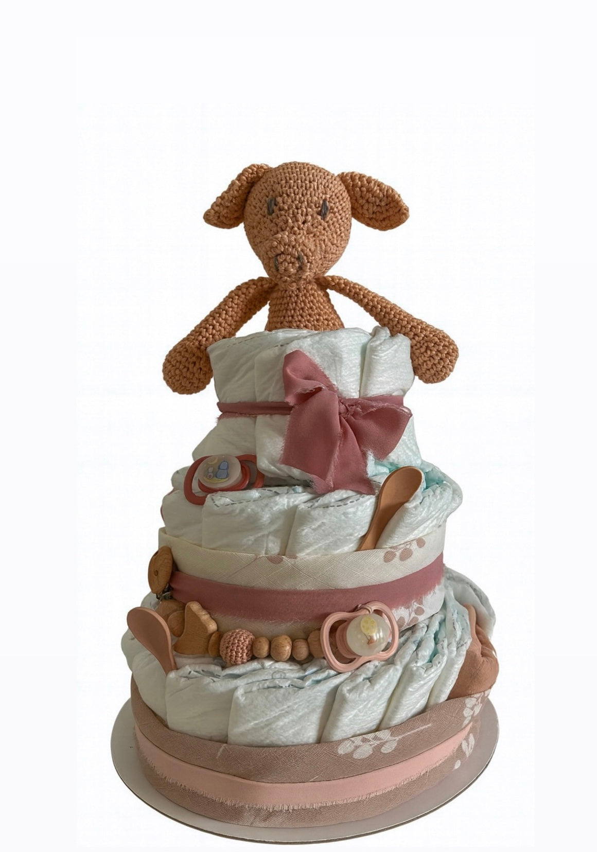 Windeltorte für Mädchen in rosa - dreistöckig