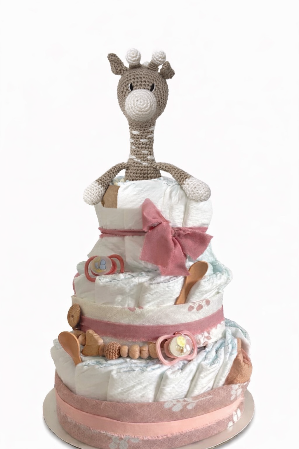 Windeltorte in rosa - dreistöckig mit Giraffe Melman
