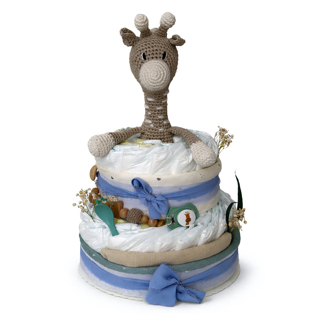 Windeltorte für Jungen in blau - zweistöckig
