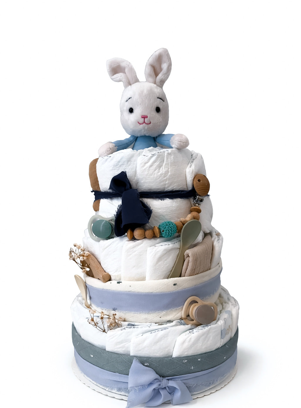 Windeltorte für Jungen in blau - dreistöckig
