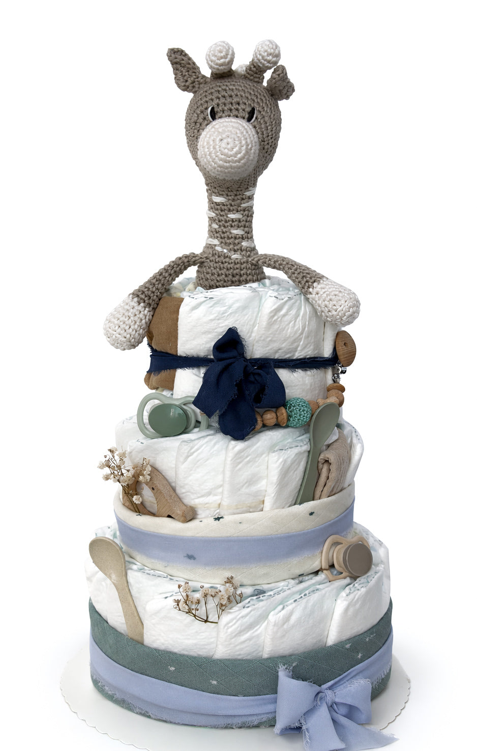 Windeltorte für Jungen in blau - dreistöckig