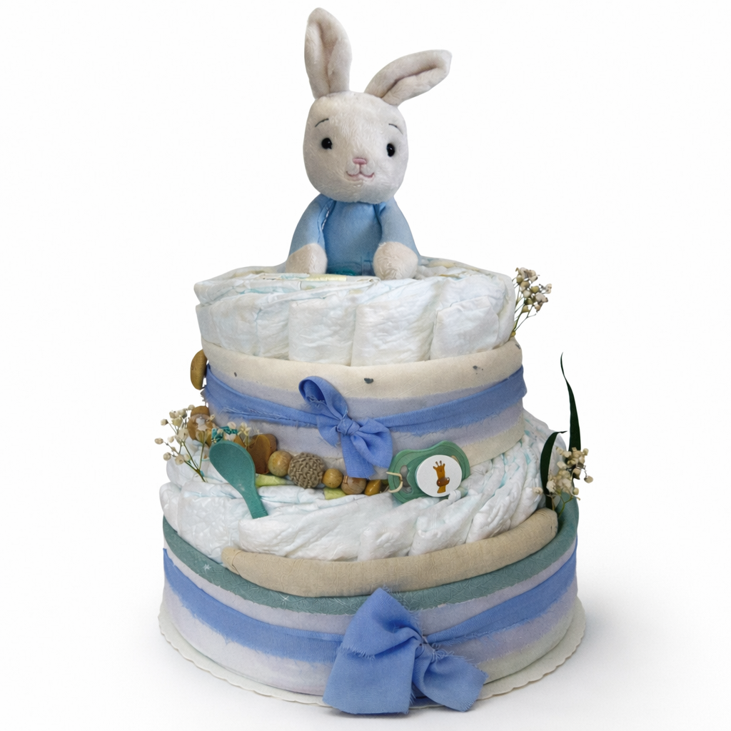 Windeltorte für Jungen in blau - zweistöckig